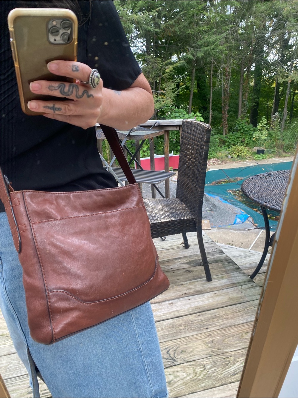 Frye Cognac Brown Genuine Leather Hobo Shoulder Bag